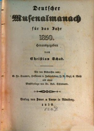 Deutscher Musenalmanach. 1. 1850
