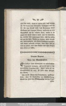 Viertes Kapitel. Von der Menschlichkeit.