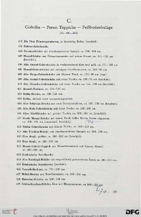 C. Gobelin – Perser Teppiche – Fußbodenbeläge (Nr. 402-465)