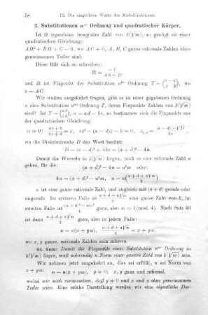 2. Substitutionen nter Ordnung und quadratischer Körper