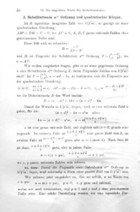 2. Substitutionen nter Ordnung und quadratischer Körper