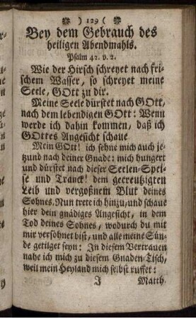 Bey dem Gebrauch des heiligen Abendmahls