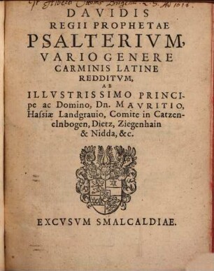 Davidis Regii Prophetae Psalterium