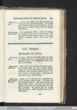 XIII. Abschnitt. Fortsetzung von Italien.