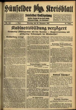 Erste Ausgabe vom Dienstag, den 29. November 1932.