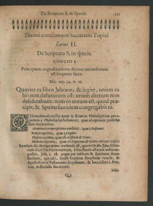 Concio I. Principium cognoscendi res divinas immediatum est scriptura sacra.