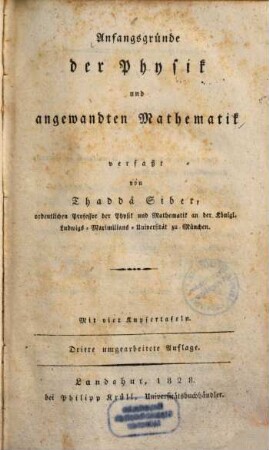 Anfangsgründe der Physik und angewandten Mathematik