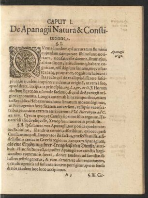 Caput I. De Apanagii Natura & Constitutione