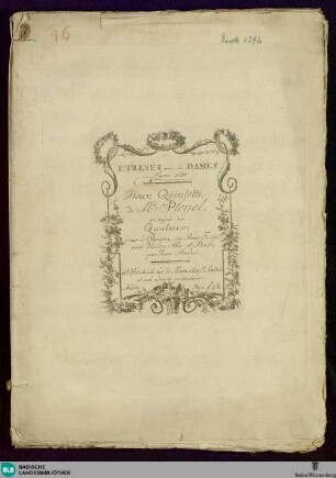 Deux Quintetti de Mr. Pleyel : arrangés en quatuors pour le clavecin, ou piano-forte, avec violon, alto et basse