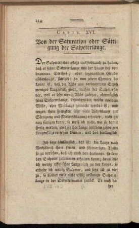 Capit. XVI. Von der Saturation oder Sättigung der Salpeterlauge.
