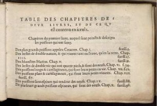 Table des Chapitres De Deux Livres, et de ce qu est contenu en iceulx.