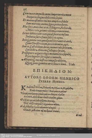 Epikedion: Autore Eodem Henrico Petreo Herdes