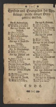 Episteln und Evangelien der Aposteltage / welche einiger Orten gefeiret werden