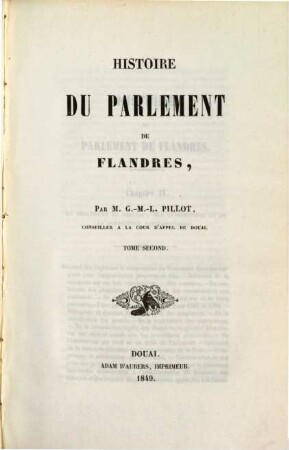 Histoire du Parlement de Flandres, 2