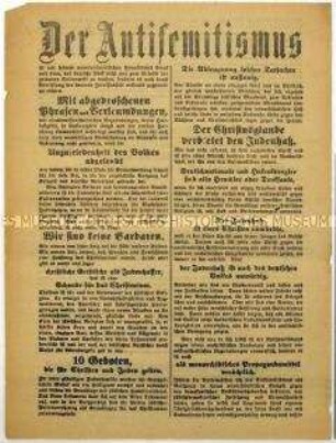 Flugblatt des Vereins zur Abwehr des Antisemitismus zur preußischen Landtagswahl 1921