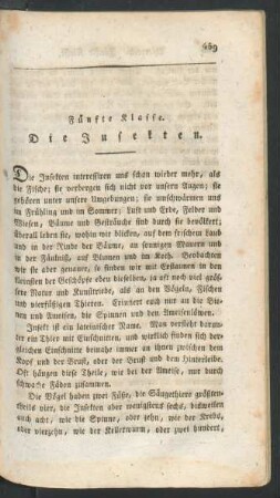 Fuenfte Klasse. Die Insekten.