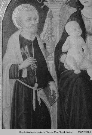 Thronende Madonna mit Kind und den Heiligen Petrus und Franziskus