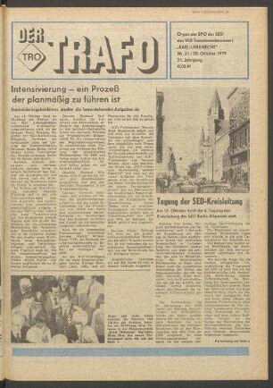 TRO-Betriebszeitung 'Der Trafo'; Nr. 21/1979 (29. Oktober 1979)