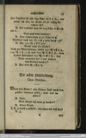 Die achte Unterredung. Von Brüchen