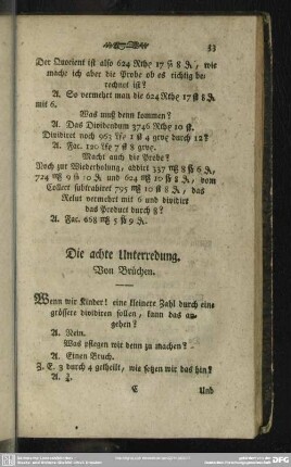 Die achte Unterredung. Von Brüchen