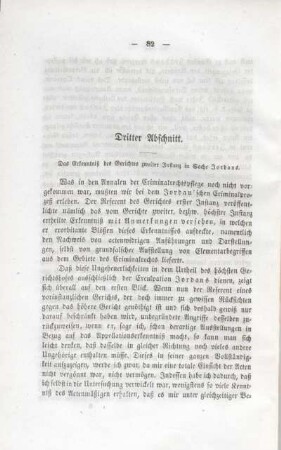Dritter Abschnitt. Das Erkenntniß des Gerichtes zweiter Instanz in Sache Jordans.