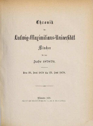 Chronik. 1878/79