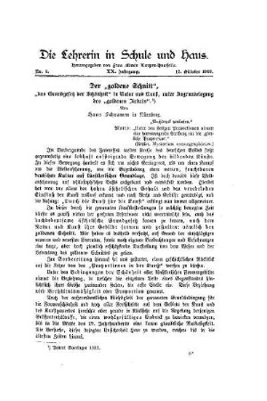 Der "goldene Schnitt" : "das Grundgesetz der Schönheit" in Natur und Kunst, unter Zugrundelegung des "goldenen Zirkels"