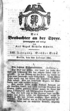 6. Stück, 6. Februar 1854