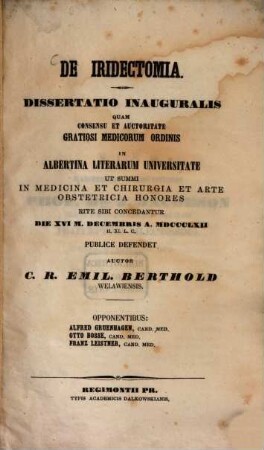 De iridectomia : Diss. inaug. med