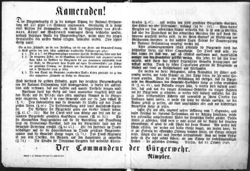 Kameraden! Das Bürgerwehrgesetz ist in der heutigen Sitzung der National-Versammlung mit 233 gegen 116 Stimmen angenommen. (Sammlung Friedlaender)