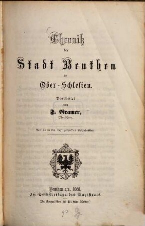 Chronik der Stadt Beuthen in Ober-Schlesien