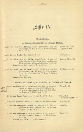 Liste IV. Generalität