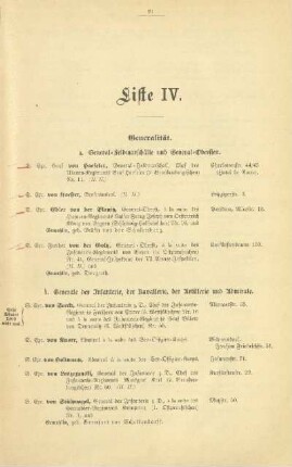 Liste IV. Generalität