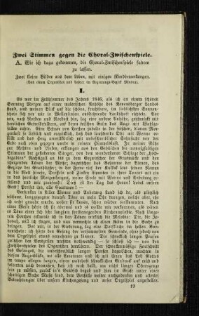 Zwei Stimmen gegen die Choral-Zwischenspiele