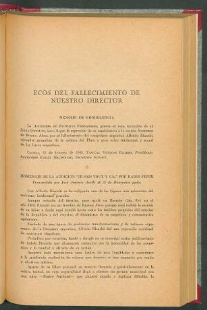 Ecos del fallecimiento de nuestro director