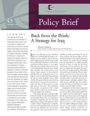 Back from the brink : a strategy for Iraq