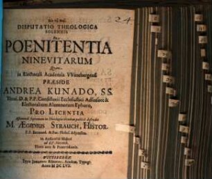 Disputatio Theologica Solennis De Poenitentia Ninevitarum