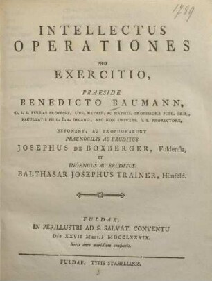 Intellectus operationes pro exercitio
