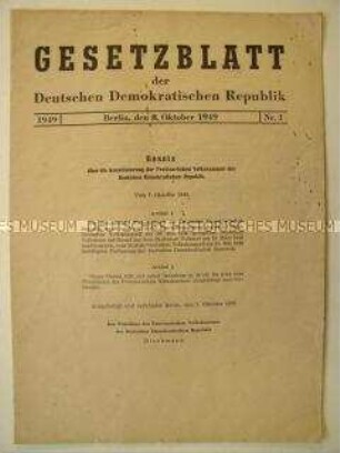 Gesetzblatt der DDR über die Konstituierung der Provisorischen Volkskammer (Nr. 1)