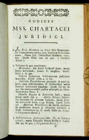 Codices MSS. Chartacei Juridici.
