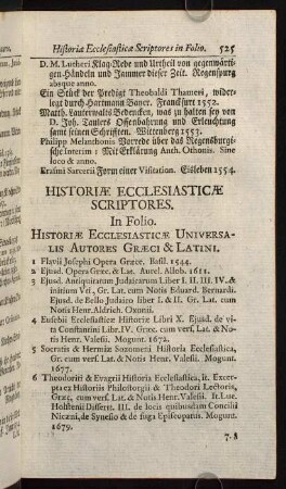 525-600, Historiae Ecclesiasticae Scriptores.