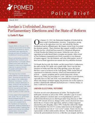 Jordan’s unfinished journey : parliamentary elections and the state of reform
