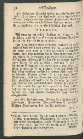 30) Besonder Andacht haben zu unbekannten Heiligen. Item gegen jene Heilige, die einen verächtlichen Namen haben, ...