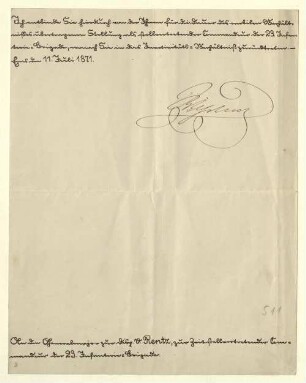 Brief von Kaiser Deutsches Reich Wilhelm I. an Rentz von