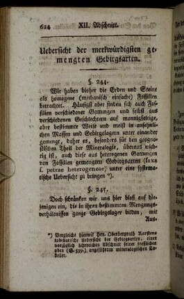 Uebersicht der merkwürdigsten gemengten Gebirgsarten