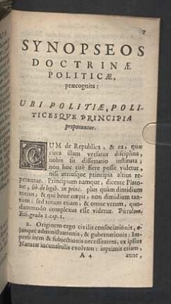 Synopseos doctrinae politicae praecognita