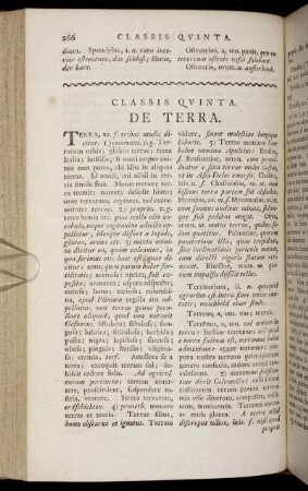 Classis Quinta. De Terra.