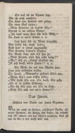 Das Zweite. Abschied von Berlin und seinen Gegenden.