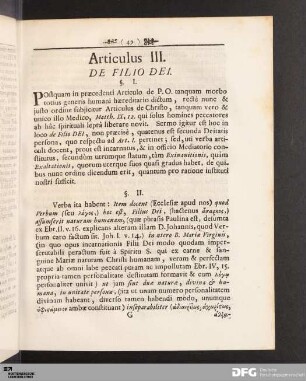 Articulus III. De Filio Dei.