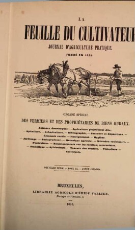 La Feuille du cultivateur, 3. 1860/61 (1861)